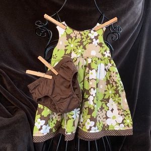 Carter's Lined Floral Sundress with Bloomers Tie and Button-Up Back